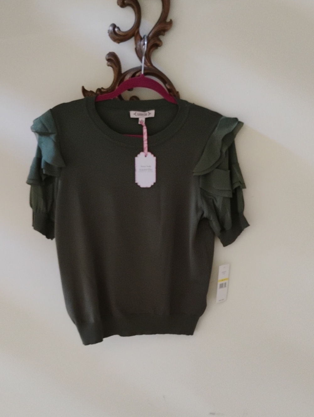 Nanette Lepore Olive Green Knit Top NWT